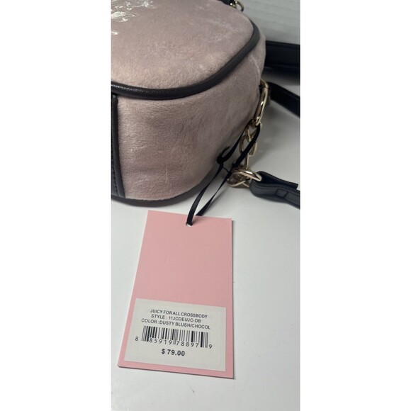 Juicy Couture Viral Juicy For All Crossbody Bag Pink Black Charm Purse Velour NW - Picture 11 of 11